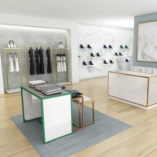 Portant vetement professionnel Retail Design pour agencement de magasin bois et metal