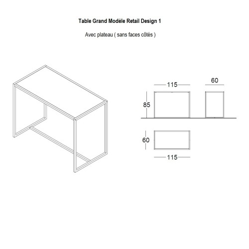 Table d'exposition pour agencement de magasin Retail Design 