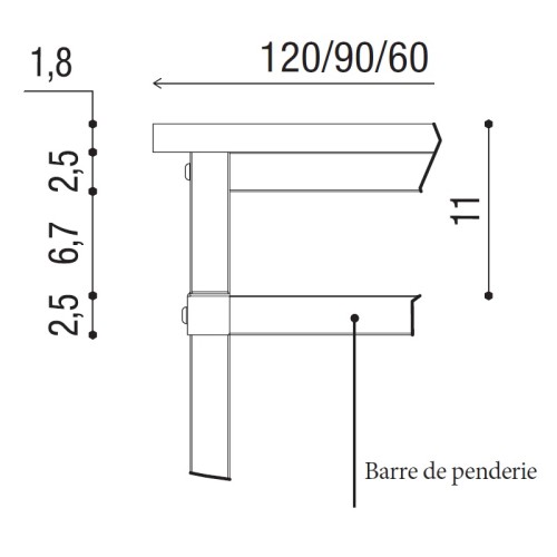 Portant avec étagère. Portant professionnel pour optimiser votre agencement de magasin.