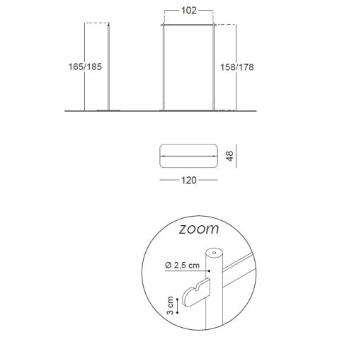 Portant professionnel VOGUE 1 pour agencement de magasin. Portant design en bois et métal tubes ronds et base arrondies