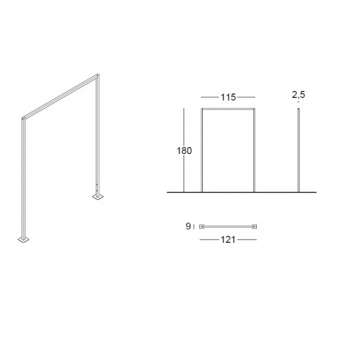 Portant à fixer au sol. Portant professionnel design, minimaliste et épuré pour agencement de magasin