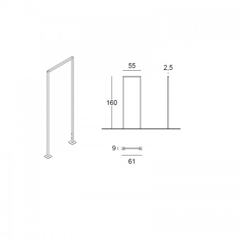 Portant à fixer au sol. Portant professionnel design, minimaliste et épuré pour agencement de magasin