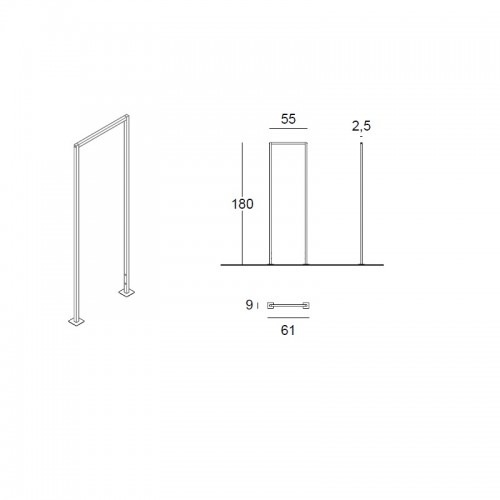 Portant à fixer au sol. Portant professionnel design, minimaliste et épuré pour agencement de magasin