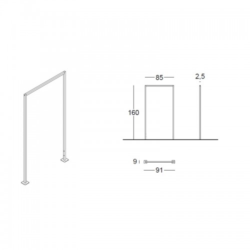 Portant à fixer au sol. Portant professionnel design, minimaliste et épuré pour agencement de magasin