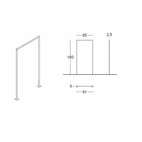 Portant à fixer au sol. Portant professionnel design, minimaliste et épuré pour agencement de magasin