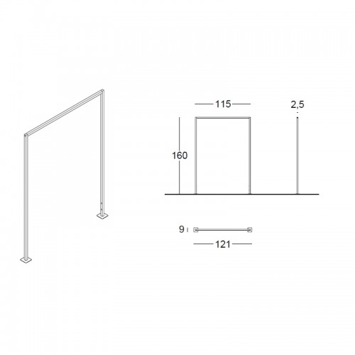 Portant à fixer au sol. Portant professionnel design, minimaliste et épuré pour agencement de magasin